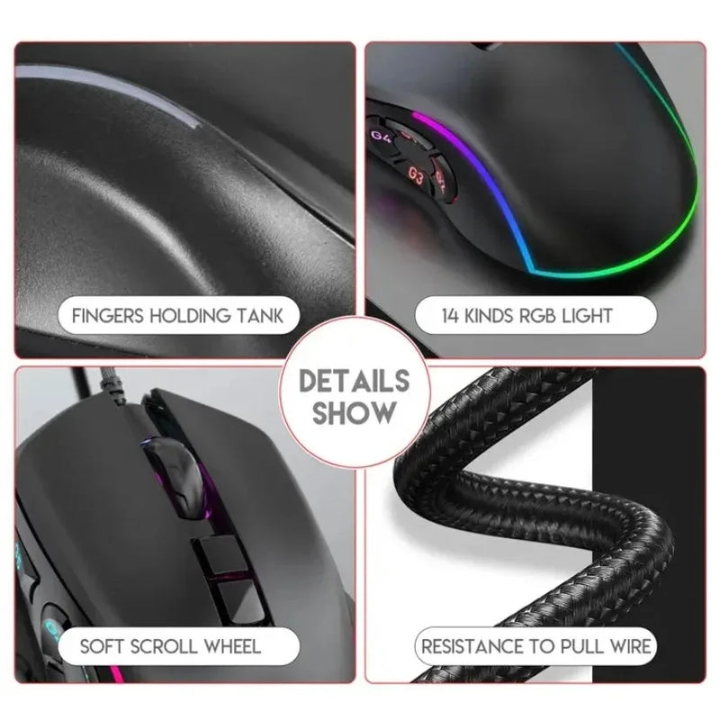 "Mouse Gamer with RGB LED Macro: DPI 7200 Performance for an Immersive Game Experience"